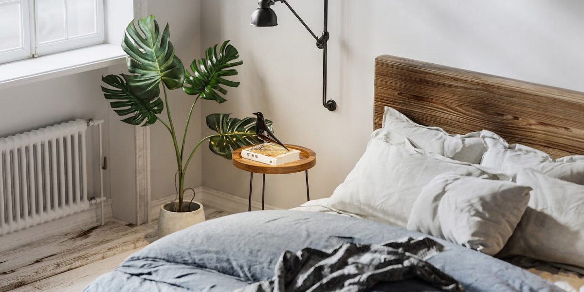 dormitorio con plantas